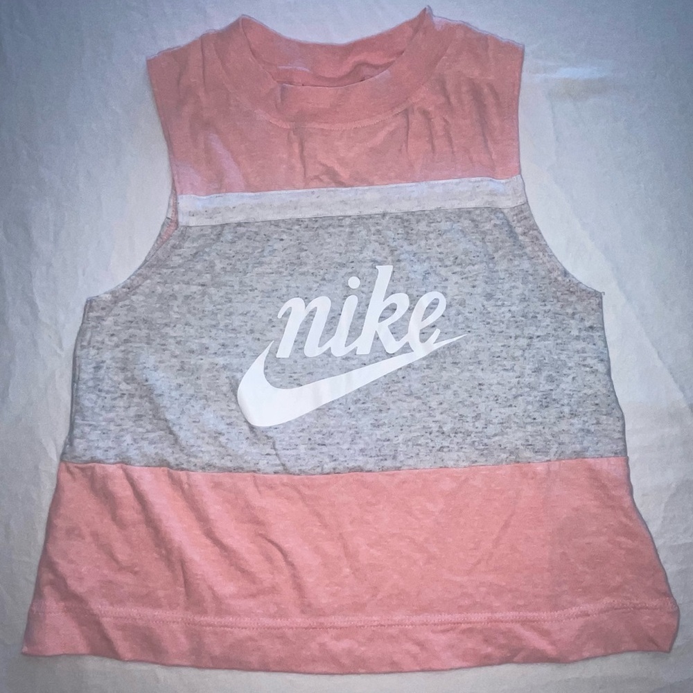 Nike Women's XS Pink and Gray Sleeveless Athletic Tank Top PRELOVED